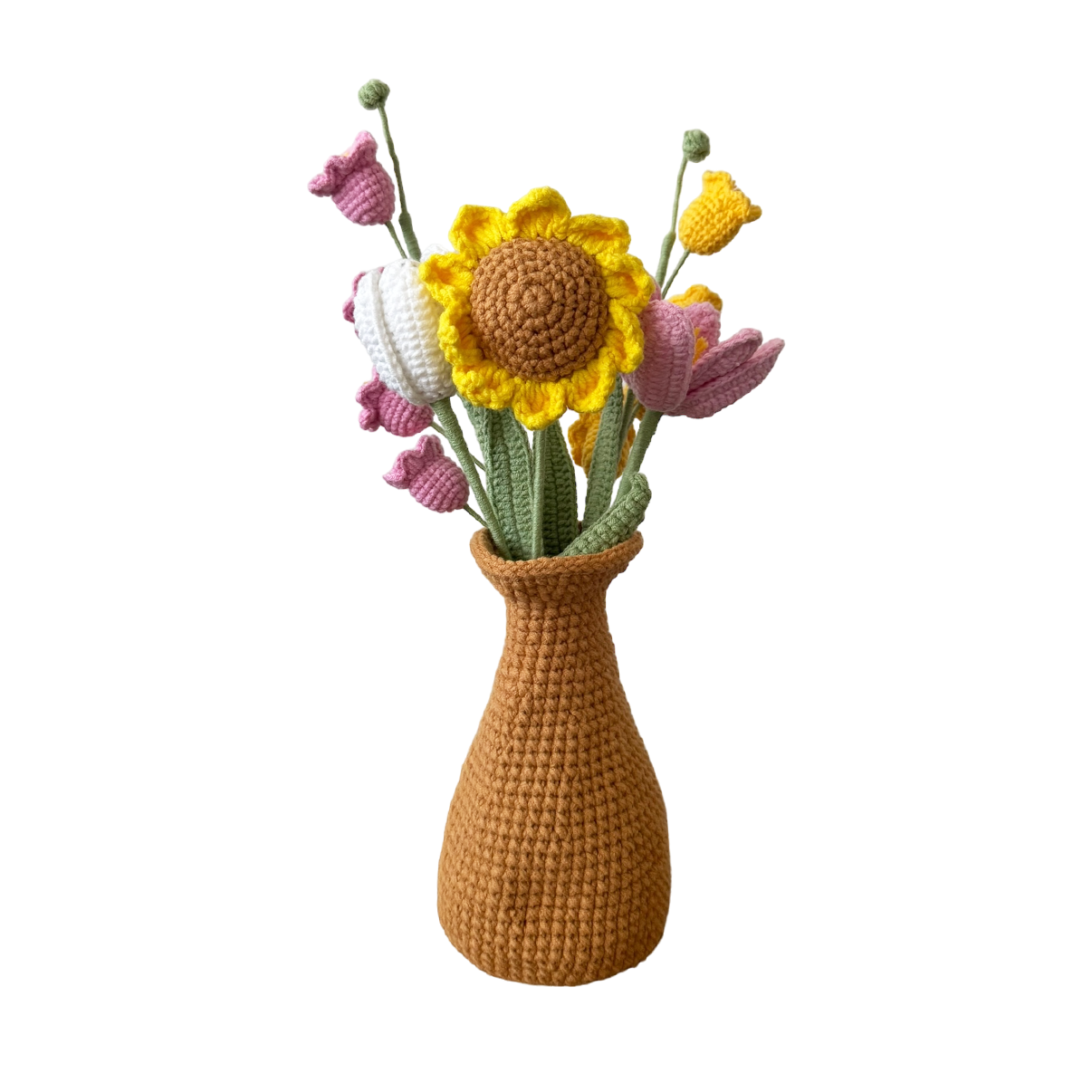 Crochet Flowers + Vase Bundle